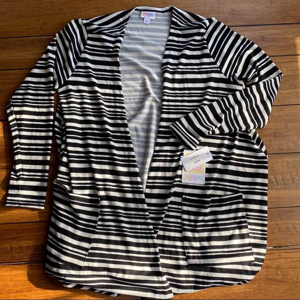 Large NWT LLR Caroline Black & White Stripe